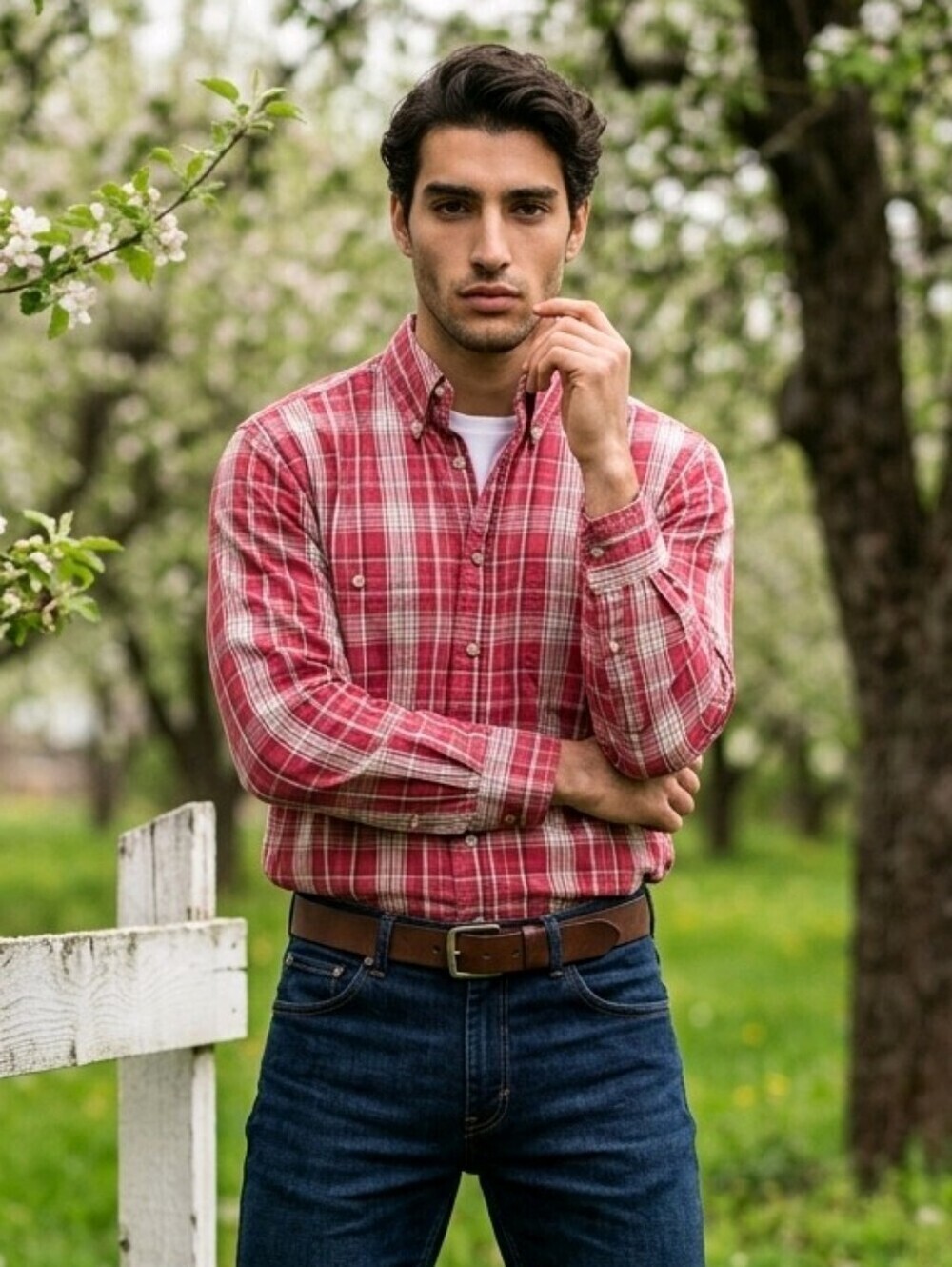 NWT Wrangler Men's Casual Red Plaid Button Down Shirt ~L